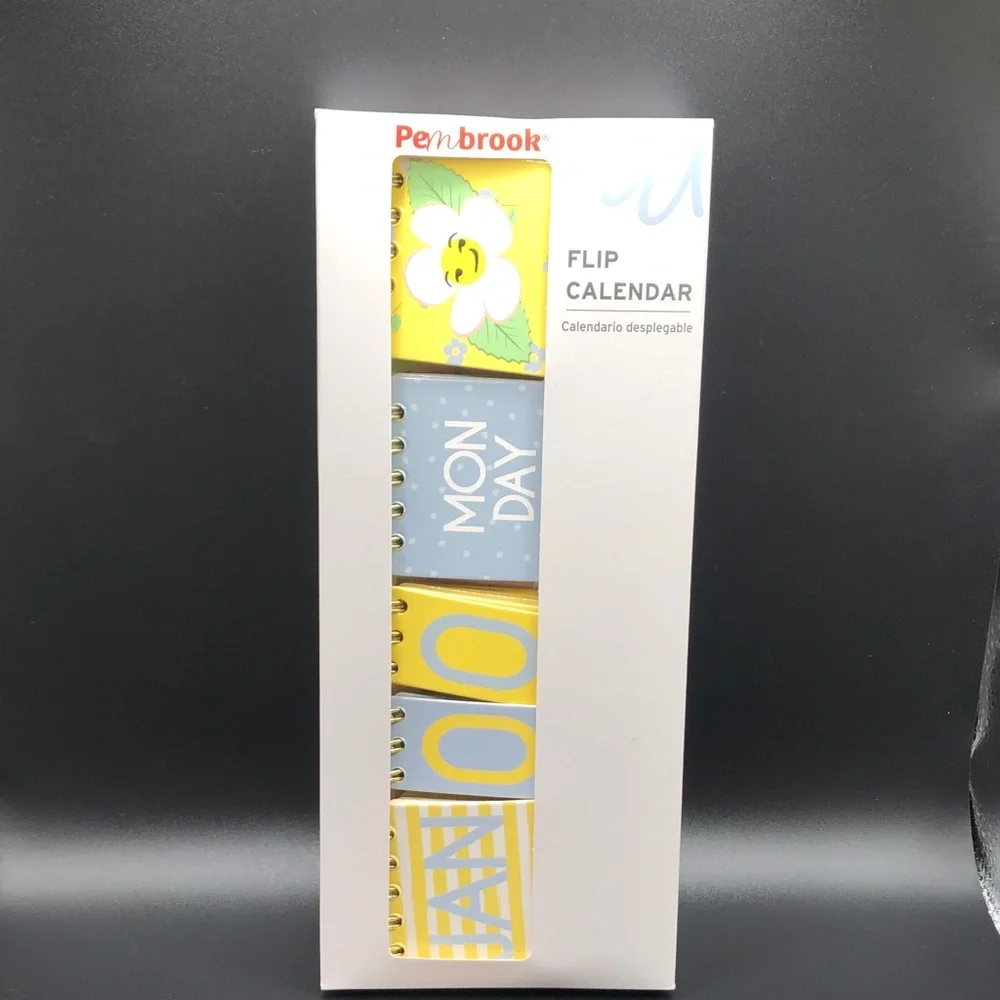 Flip Calendar Desktop Yellow and Blue NWT